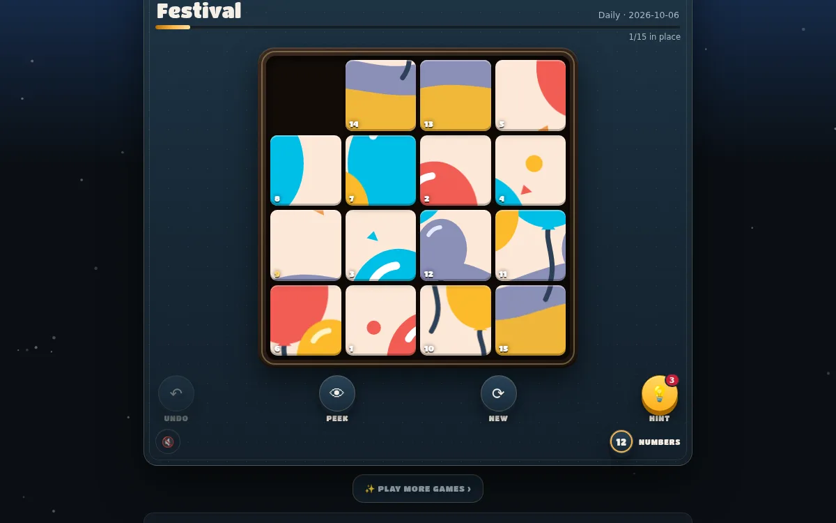 SlideGlyph sliding picture puzzle screen
